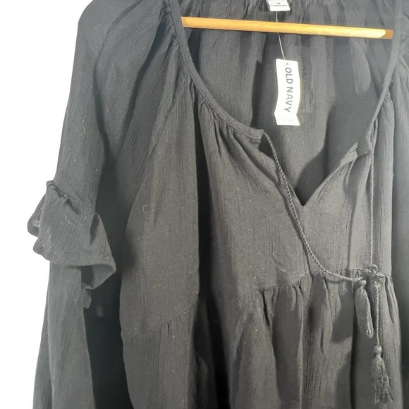Old Navy Black Pheasant Shirt Top Boho Rayon XL NWT - Picture 4 of 5